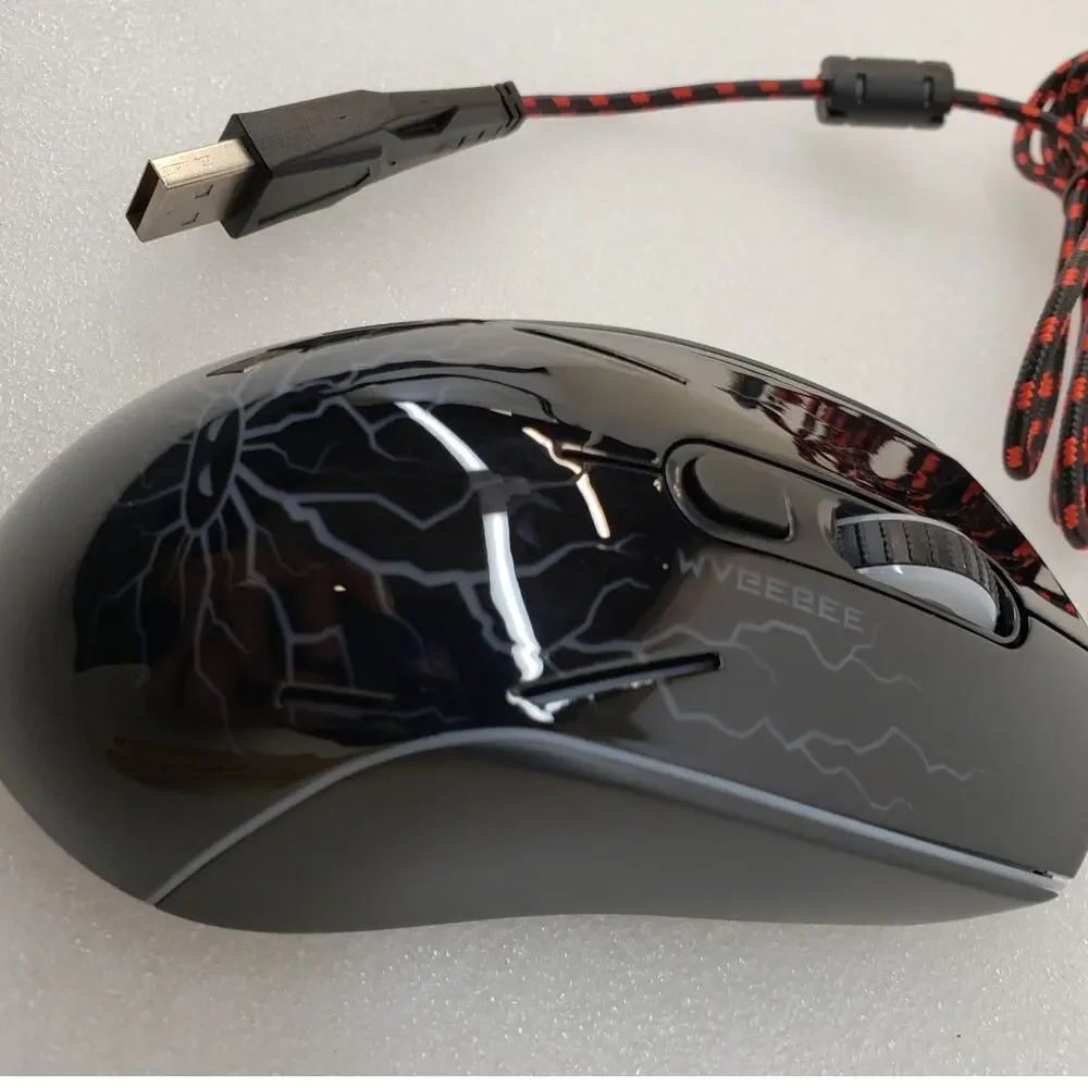 MAGEGEE G6 Wired Gaming Mouse with LED Backlight (Black with Lightning Pattern)